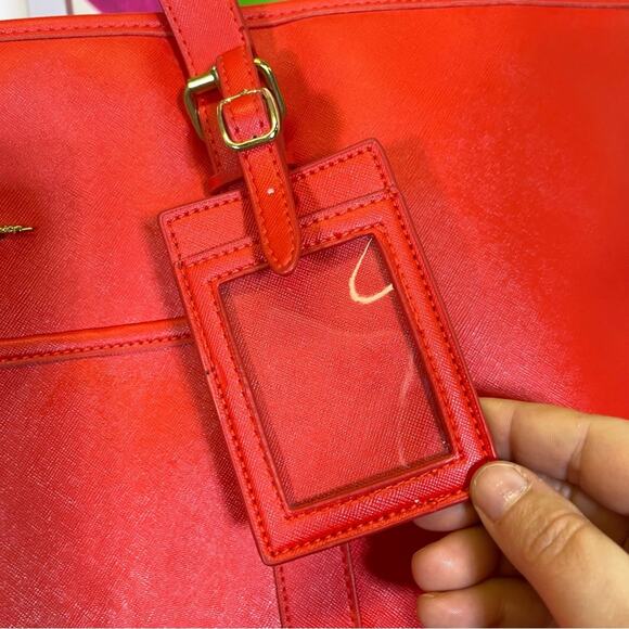 Jessica Simpson, Red Tote Bag Padded Laptop Compartment. PVC. Excellent cond! - Picture 2 of 10